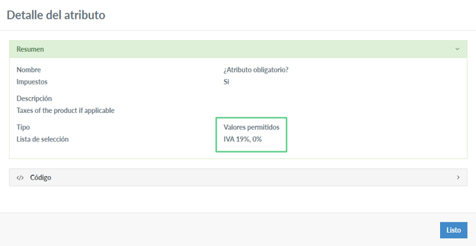 Atributo impuestos - 3