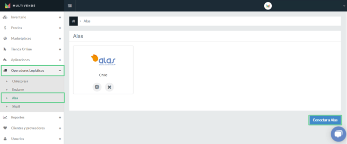 Conexión a operador logístico Alas - 1