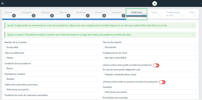 Configuración de conexion meli - 10