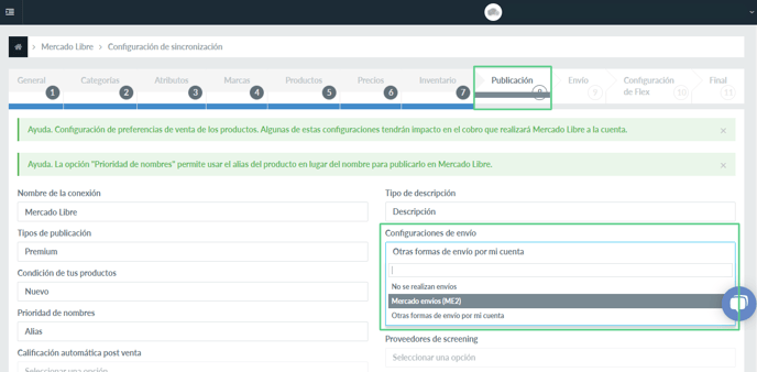 Configurar métodos de envío Meli - 3